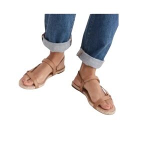 Madewell The Hallie Espadrille Tan Leather Sandals in Vachetta Size 9